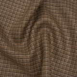 Medium Weight Linen Woven - Textured Brown, Black and Gray Shadow Windowpane Checks