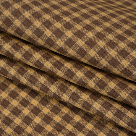 Medium Weight Linen Woven - Brown and Beige Plaid