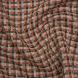 Linen Twill - Brown, Coral and Strawberry Red Plaid