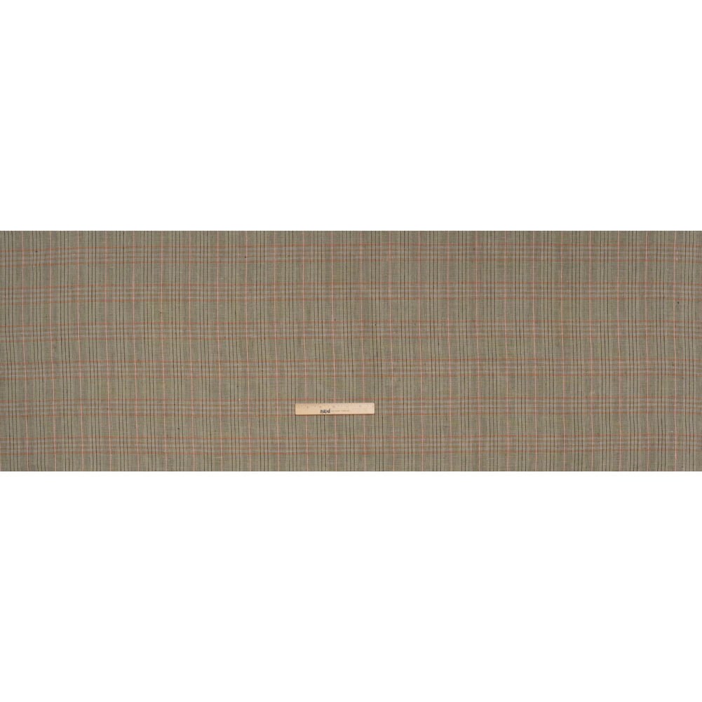 Medium Weight Linen Woven - Brown, Pink and Lime Green Plaid