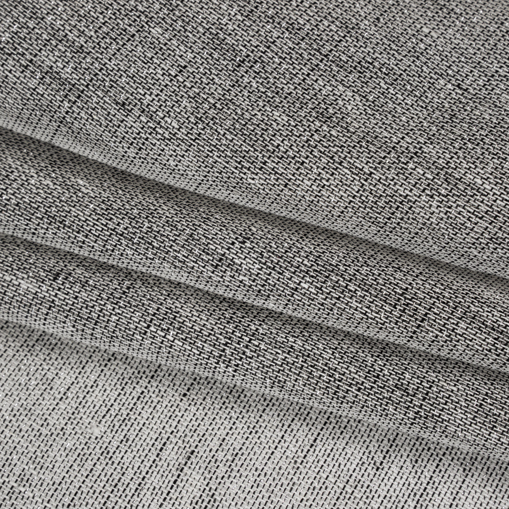 Two-Tone Metallic Linen Scrim - Black, White and Silver
