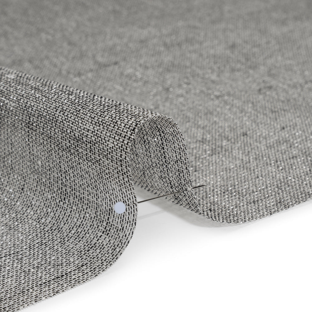 Two-Tone Metallic Linen Scrim - Black, White and Silver