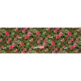 Medium Weight Linen Woven Print - Pink, Green and Brown Roses