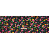 Medium Weight Linen Woven Print - Black, Pink and Purple Floral