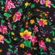 Medium Weight Linen Woven Print - Black, Pink and Purple Floral