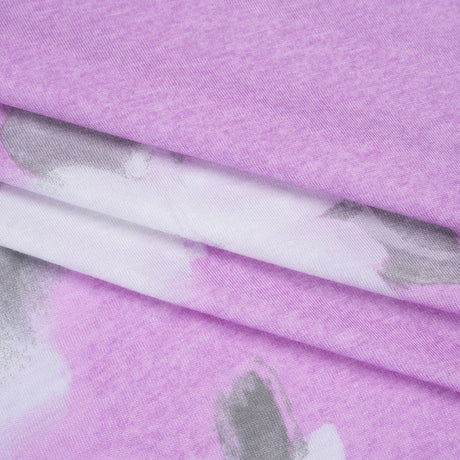 Stretch Rayon Jersey Panel - Lilac and Gray Floral - Deadstock