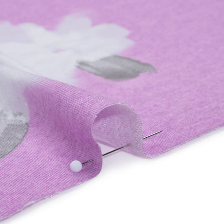 Stretch Rayon Jersey Panel - Lilac and Gray Floral - Deadstock