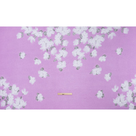 Stretch Rayon Jersey Panel - Lilac and Gray Floral - Deadstock