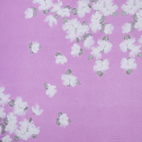 Stretch Rayon Jersey Panel - Lilac and Gray Floral - Deadstock