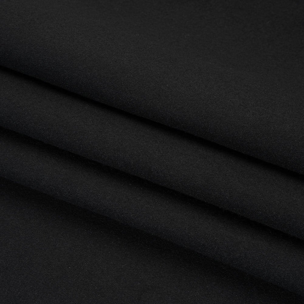 Stretch Brushed Polyester Twill - Black - Deadstock