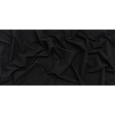 Stretch Brushed Polyester Twill - Black - Deadstock