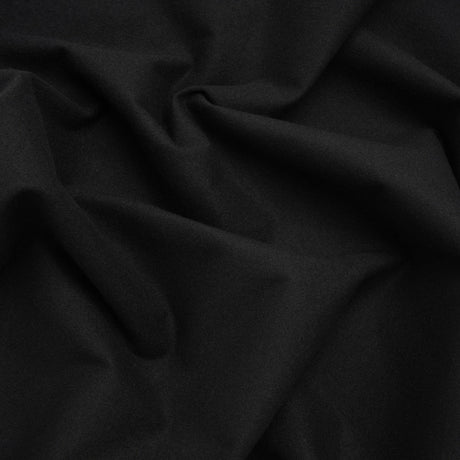Stretch Brushed Polyester Twill - Black - Deadstock