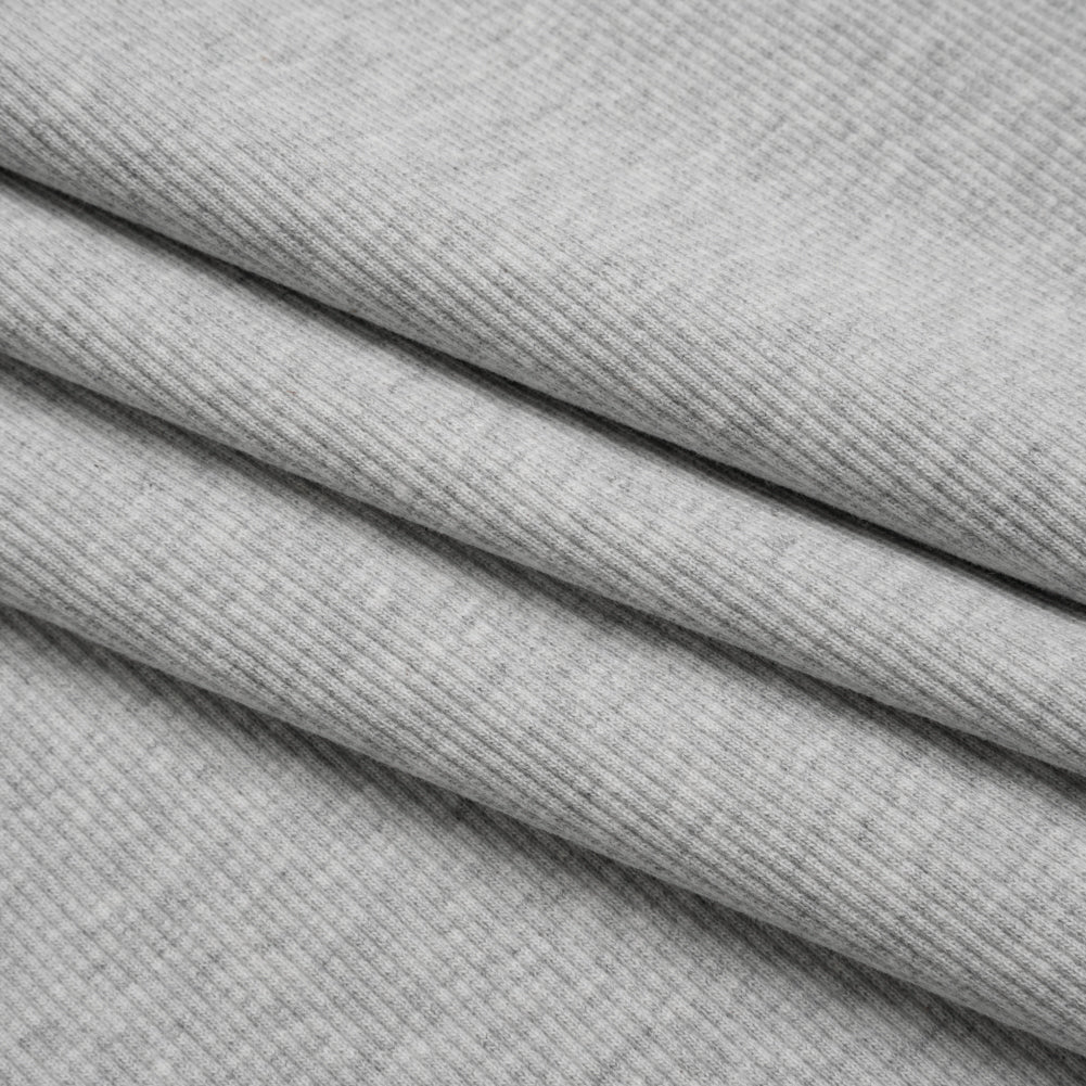 Stretch Cotton 2x2 Rib Knit - Heathered Gray - Deadstock