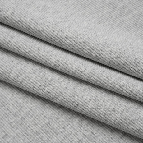 Stretch Cotton 2x2 Rib Knit - Heathered Gray - Deadstock