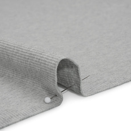 Stretch Cotton 2x2 Rib Knit - Heathered Gray - Deadstock