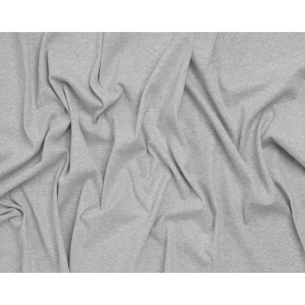 Stretch Cotton 2x2 Rib Knit - Heathered Gray - Deadstock