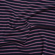 Cotton and Polyester 1x1 Rib Knit - Fuchsia, White and Navy Shadow Stripes - Deadstock