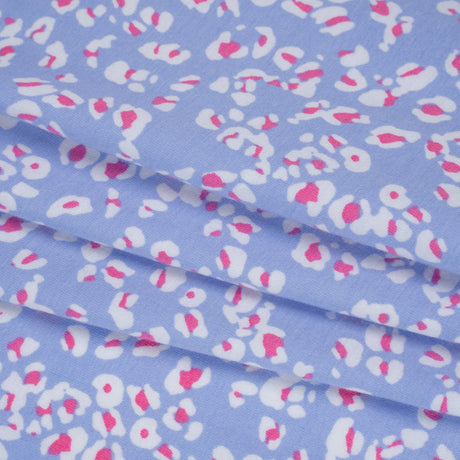 Stretch Cotton and Modal Jersey - Periwinkle, White and Pink Animal Spots - Deadstock