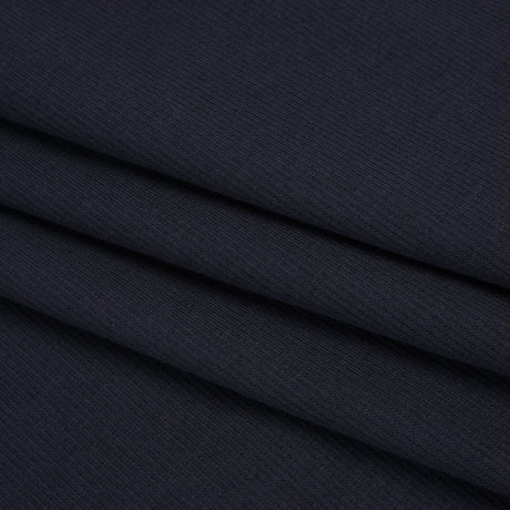 Stretch Cotton 2x2 Rib Knit - Navy - Deadstock
