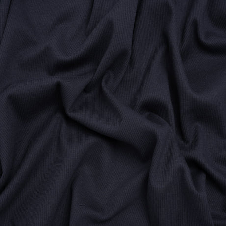 Stretch Cotton 2x2 Rib Knit - Navy - Deadstock