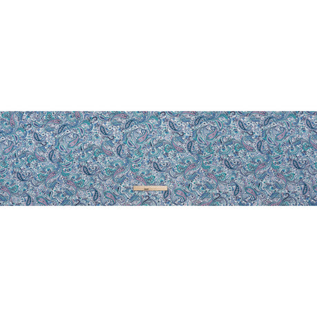 Stretch Rayon Jersey Print - Blue, Mint Green and Pink Paisley - Deadstock