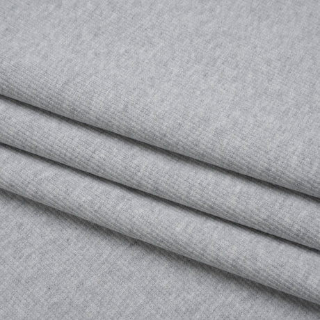 Stretch Cotton 2x2 Rib Knit - Light Heathered Gray - Deadstock