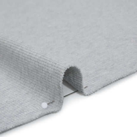 Stretch Cotton 2x2 Rib Knit - Light Heathered Gray - Deadstock