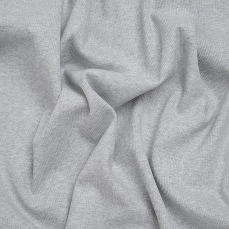 Stretch Cotton 2x2 Rib Knit - Light Heathered Gray - Deadstock