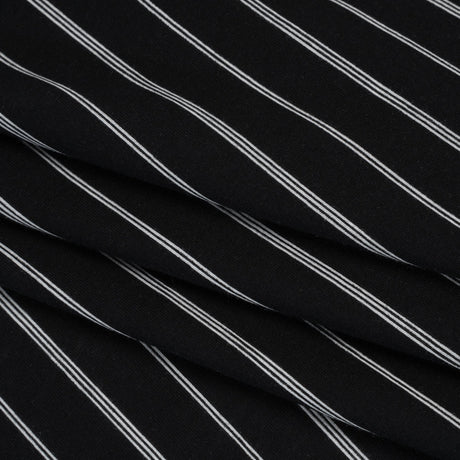 Cotton and Viscose Jersey Print - Black and White Striped - Deadstock