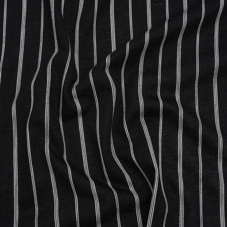 Cotton and Viscose Jersey Print - Black and White Striped - Deadstock