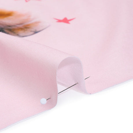 Recycled Polyester Jersey Panel - Pink, White and Ginger Not Tired Orange Cat - Deadstock