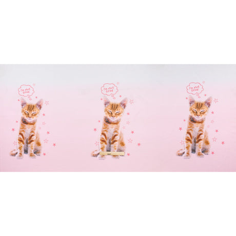 Recycled Polyester Jersey Panel - Pink, White and Ginger Not Tired Orange Cat - Deadstock