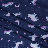 Recycled Polyester Jersey Print - Navy, Purple and White Celestial Animals - Deadstock