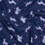 Recycled Polyester Jersey Print - Navy, Purple and White Celestial Animals - Deadstock
