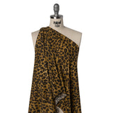 Cotton and Polyester Jersey Print - Dark Tan, Brown and Black Leopard Spots - Deadstock
