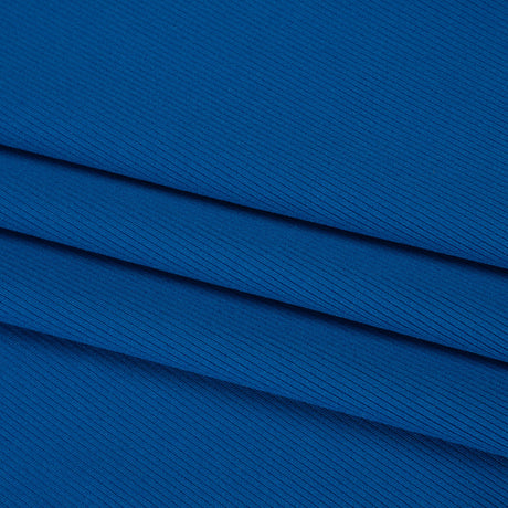 Stretch Recycled Polyester 1x1 Rib Knit - Royal Blue - Deadstock