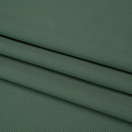 Stretch Recycled Polyester 1x1 Rib Knit - Mineral Green - Deadstock