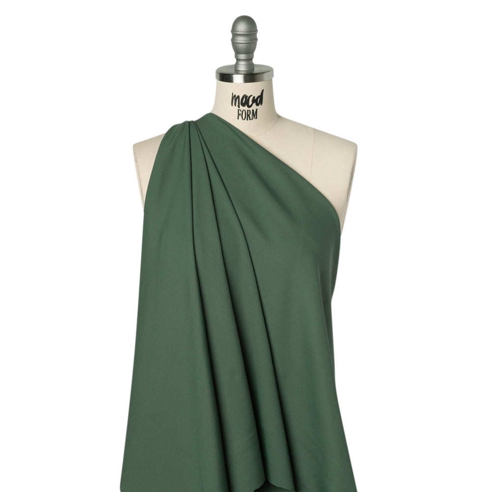 Stretch Recycled Polyester 1x1 Rib Knit - Mineral Green - Deadstock