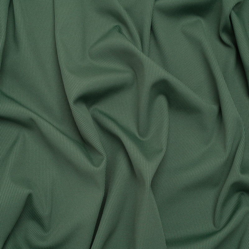 Stretch Recycled Polyester 1x1 Rib Knit - Mineral Green - Deadstock