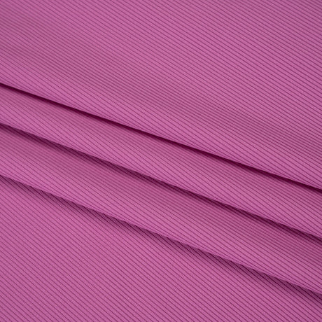 Stretch Recycled Polyester 1x1 Rib Knit - Fuchsia - Deadstock