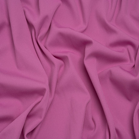 Stretch Recycled Polyester 1x1 Rib Knit - Fuchsia - Deadstock