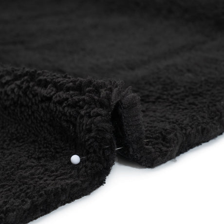 Short Pile Teddy Bear Faux Fur - Black - Deadstock