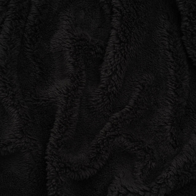 Short Pile Teddy Bear Faux Fur - Black - Deadstock