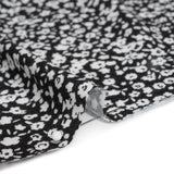 Stretch Rayon Jersey - Black and White Little Flowers - Deadstock