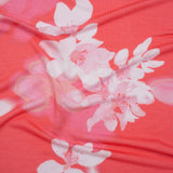 Stretch Rayon Jersey - Coral, Pink and White Soft Florals - Deadstock