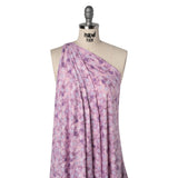 Stretch Polyester ITY Jersey - Lavender, Lilac and Muted Orchid Pink Florals - Deadstock