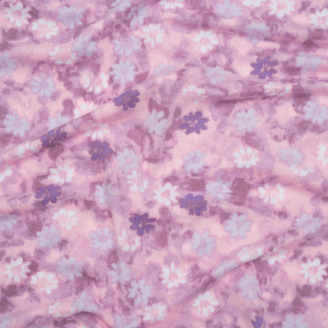 Stretch Polyester ITY Jersey - Lavender, Lilac and Muted Orchid Pink Florals - Deadstock