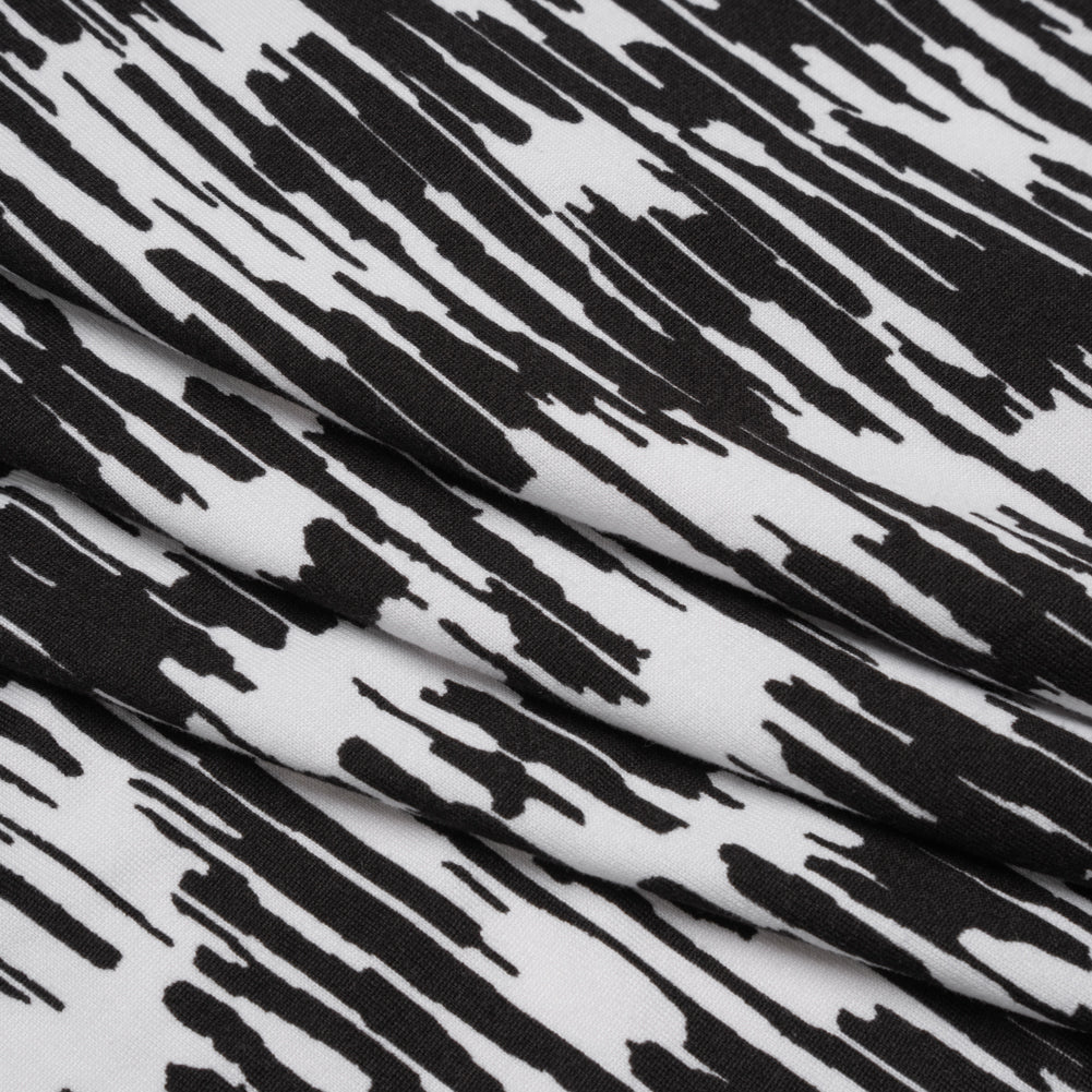 Stretch Polyester ITY Jersey - Black and White Abstract - Deadstock