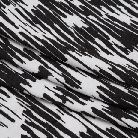 Stretch Polyester ITY Jersey - Black and White Abstract - Deadstock