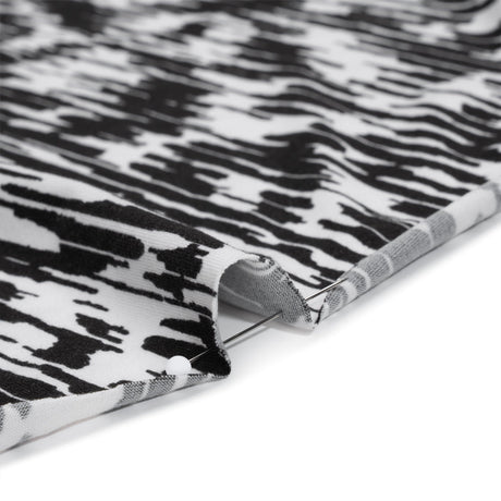 Stretch Polyester ITY Jersey - Black and White Abstract - Deadstock